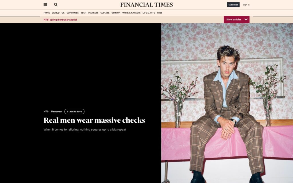 Financial Times article about Real Mens fashion